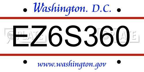 EZ6S360 District Of Columbia License Plate