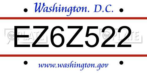 EZ6Z522 District Of Columbia License Plate