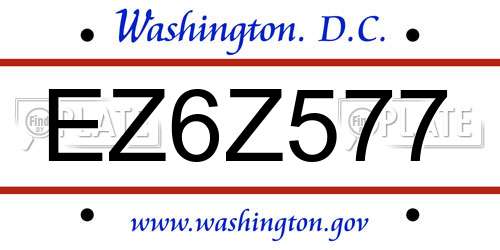 EZ6Z577 District Of Columbia License Plate