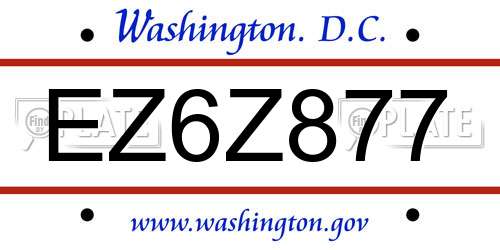 EZ6Z877 District Of Columbia License Plate