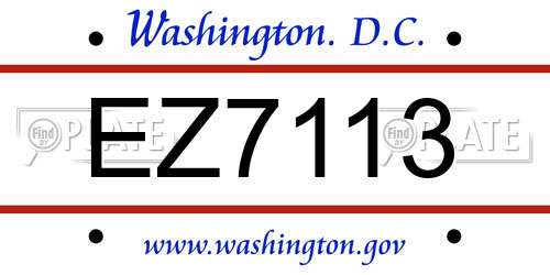 EZ7113 District Of Columbia License Plate