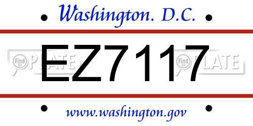 EZ7117 District Of Columbia License Plate