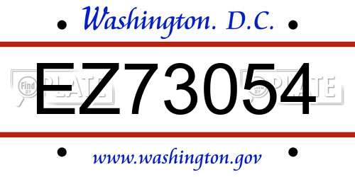 EZ73054 District Of Columbia License Plate