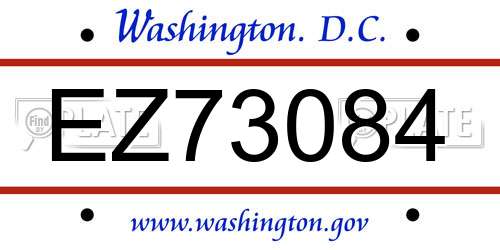 EZ73084 District Of Columbia License Plate