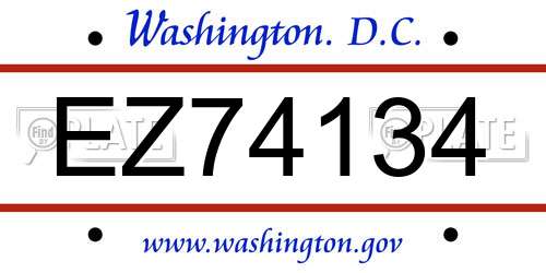 EZ74134 District Of Columbia License Plate