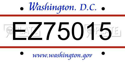 EZ75015 District Of Columbia License Plate
