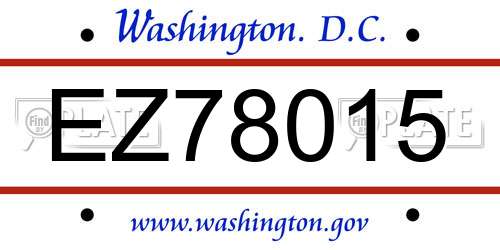 EZ78015 District Of Columbia License Plate