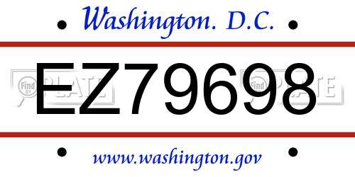 EZ79698 District Of Columbia License Plate