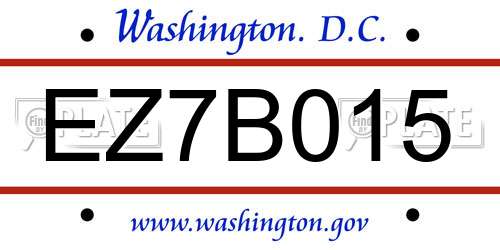 EZ7B015 District Of Columbia License Plate