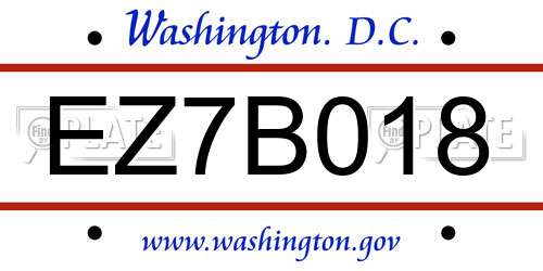 EZ7B018 District Of Columbia License Plate