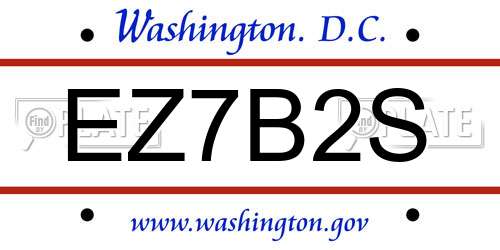 EZ7B2S District Of Columbia License Plate