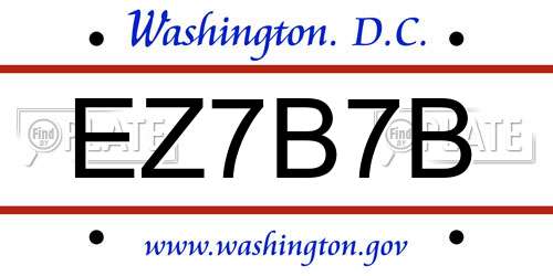 EZ7B7B District Of Columbia License Plate