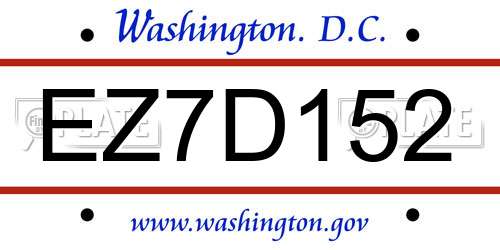 EZ7D152 District Of Columbia License Plate