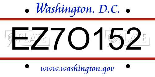EZ7O152 District Of Columbia License Plate