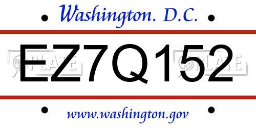 EZ7Q152 District Of Columbia License Plate