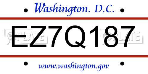 EZ7Q187 District Of Columbia License Plate