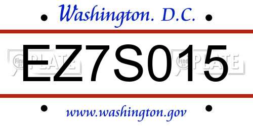 EZ7S015 District Of Columbia License Plate