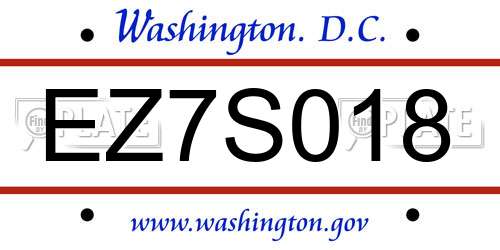 EZ7S018 District Of Columbia License Plate