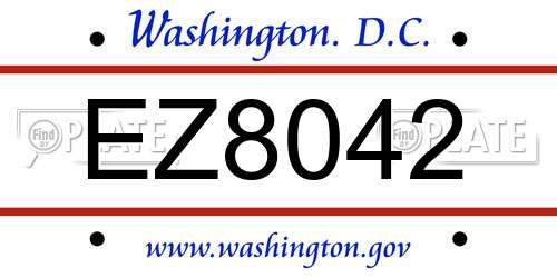 EZ8042 District Of Columbia License Plate