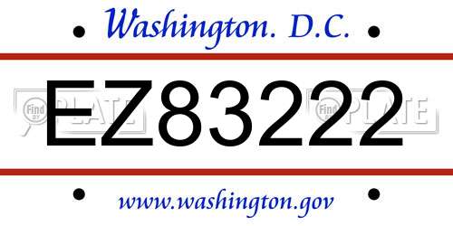 EZ83222 District Of Columbia License Plate