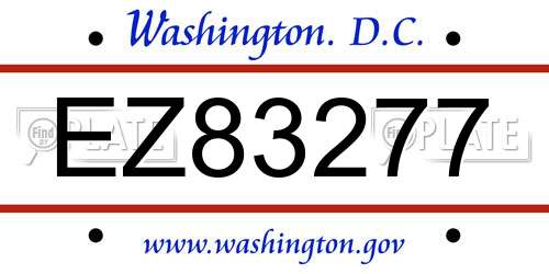 EZ83277 District Of Columbia License Plate