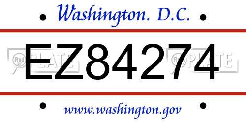 EZ84274 District Of Columbia License Plate