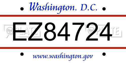 EZ84724 District Of Columbia License Plate