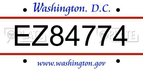 EZ84774 District Of Columbia License Plate
