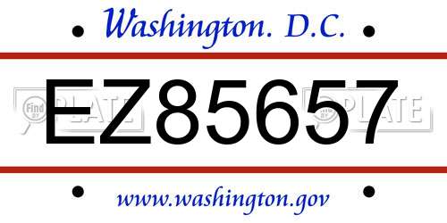 EZ85657 District Of Columbia License Plate