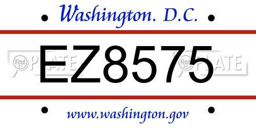 EZ8575 District Of Columbia License Plate
