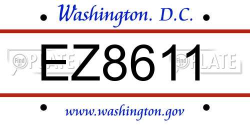 EZ8611 District Of Columbia License Plate