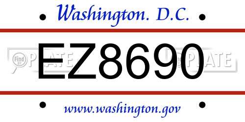 EZ8690 District Of Columbia License Plate