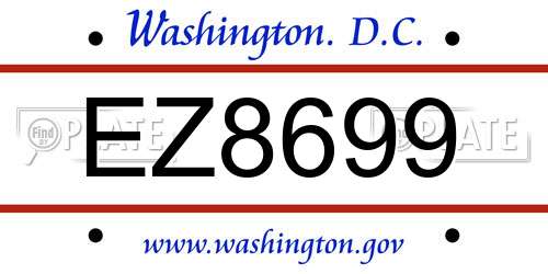 EZ8699 District Of Columbia License Plate