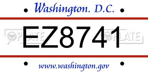 EZ8741 District Of Columbia License Plate