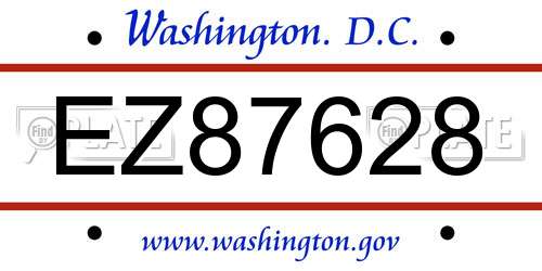 EZ87628 District Of Columbia License Plate