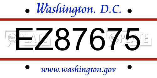EZ87675 District Of Columbia License Plate