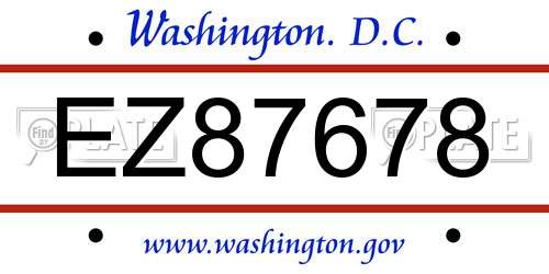 EZ87678 District Of Columbia License Plate