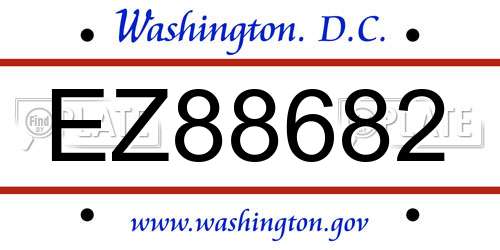 EZ88682 District Of Columbia License Plate
