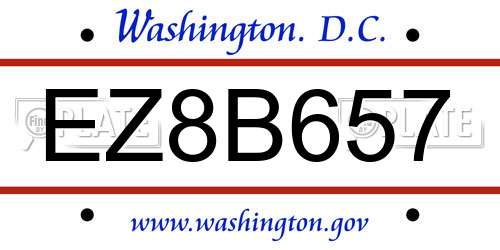 EZ8B657 District Of Columbia License Plate