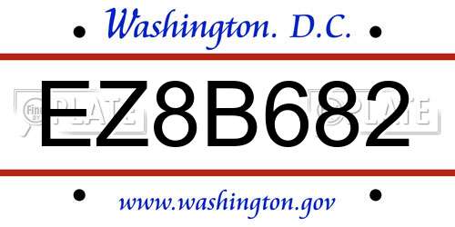 EZ8B682 District Of Columbia License Plate