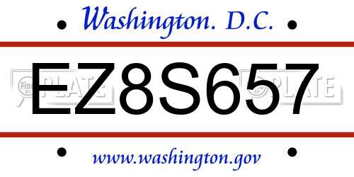EZ8S657 District Of Columbia License Plate