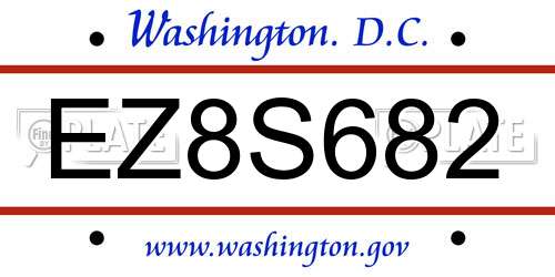 EZ8S682 District Of Columbia License Plate