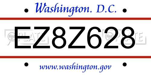 EZ8Z628 District Of Columbia License Plate