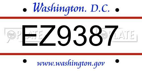 EZ9387 District Of Columbia License Plate