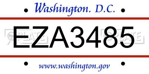 EZA3485 District Of Columbia License Plate