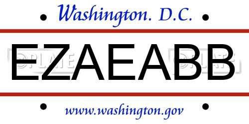 EZAEABB District Of Columbia License Plate