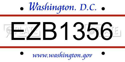 EZB1356 District Of Columbia License Plate