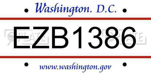 EZB1386 District Of Columbia License Plate