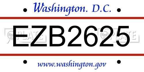 EZB2625 District Of Columbia License Plate