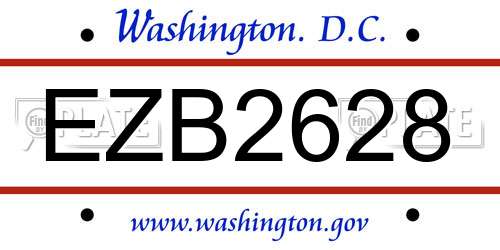 EZB2628 District Of Columbia License Plate